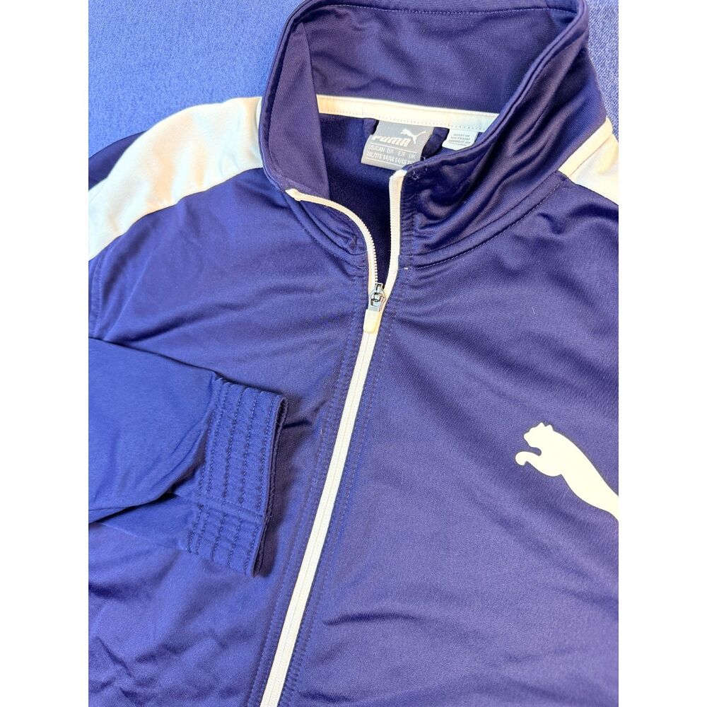 Puma Men’s 3XL Navy Blue White Full Zip Track Jacket Logo Athletic